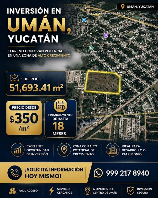🚨 ¡Gran oportunidad de inversión en Umán, Yucatán! 🚨